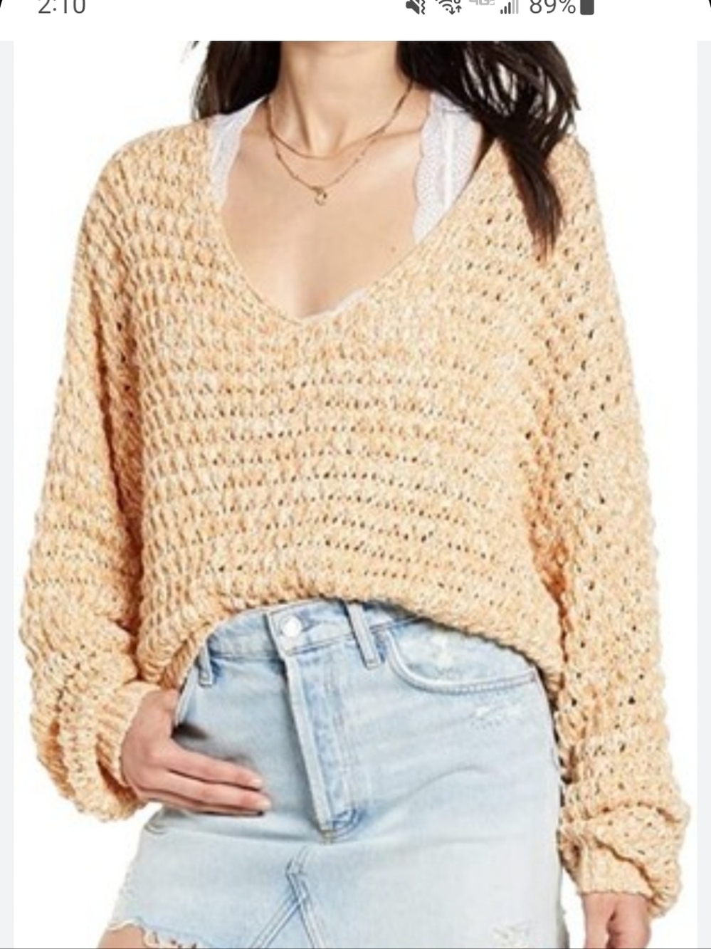 FREE PEOPLE COCONUT OVER SIZED MED V NECK PULL OVER. KNIT